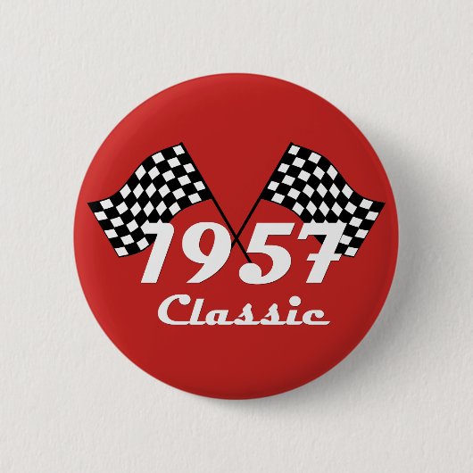 Retro 1957 Klassische Schwarz/Weiß-Schachtel Button (Vorderseite)