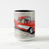 Retro 1957 Korvette auf der Straßenkarte Tasse (Zentrum)