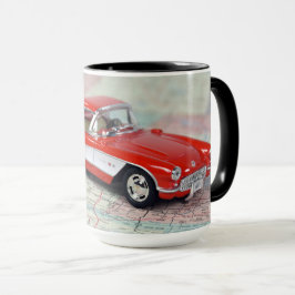 Retro 1957 Korvette auf der Straßenkarte Tasse