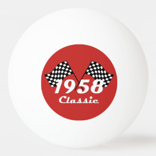 Retro 1958 Klassische Schwarz-Weiß karierte Rennfl Tischtennisball