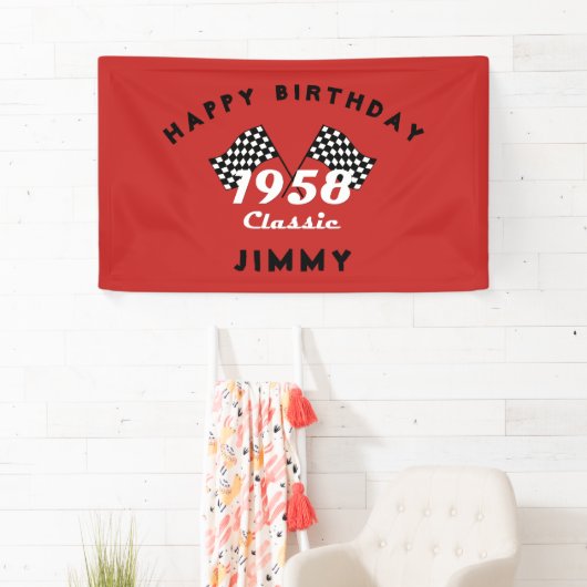 Retro 1958 Klassisches Race-Flag mit Schwarz-Weiß- Banner (Insitu)