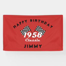 Retro 1958 Klassisches Race-Flag mit Schwarz-Weiß- Banner