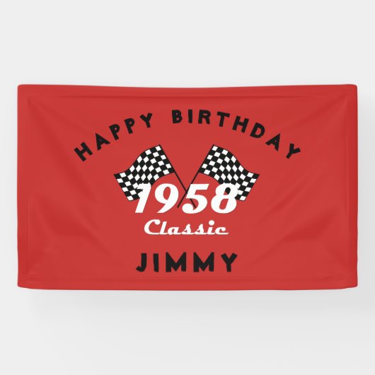 Retro 1958 Klassisches Race-Flag mit Schwarz-Weiß- Banner (Horizontal)