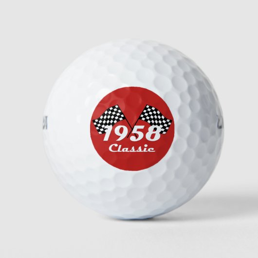 Retro 1958 Klassisches Race-Flag mit Schwarz-Weiß- Golfball (Vorderseite)