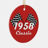 Retro 1958 Klassisches Race-Flag mit Schwarz-Weiß- Keramik Ornament (Rechts)