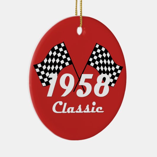 Retro 1958 Klassisches Race-Flag mit Schwarz-Weiß- Keramik Ornament (Rechts)