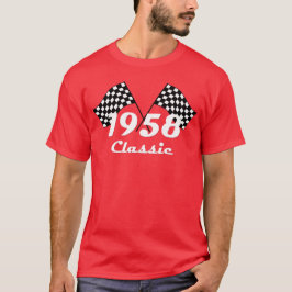 Retro 1958 Klassisches Race-Flag mit Schwarz-Weiß- T-Shirt
