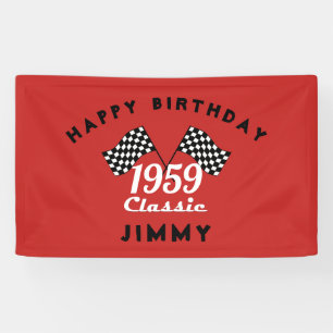 Retro 1959 Klassische Schwarz-Weiß karierte Rennfl Banner