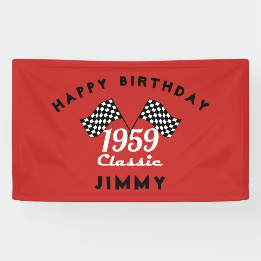 Retro 1959 Klassisches Schwarz/Weiß-Race-Flag Banner (Horizontal)