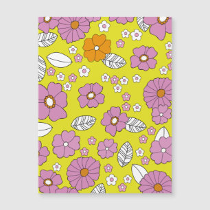 Retro 1960 Blumen Magnetkarte