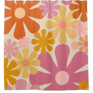 Retro 1960er Blume Blumenmuster Duschvorhang
