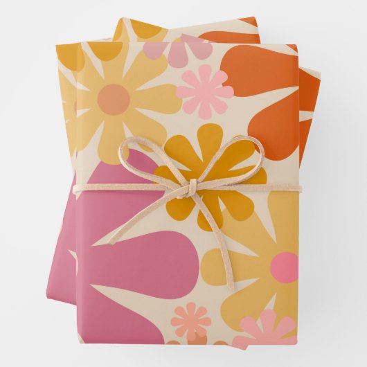 Retro 1960er Blume Blumenmuster Geschenkpapier Set (Beispiel)