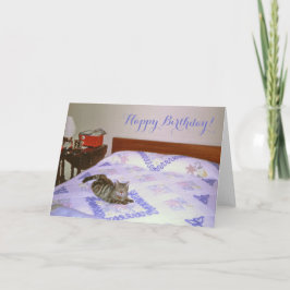 Retro 1960er Cat Lay Vintag Chenille Blanket Karte