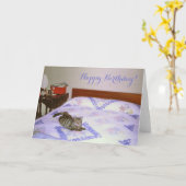 Retro 1960er Cat Lay Vintag Chenille Blanket Karte (Gelbe Blume)