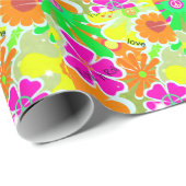 Retro 1960er: Frieden, Liebe, Rock and Roll Geschenkpapier (Rolleneckpunkt)