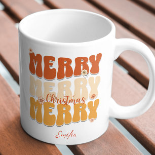 Retro 1960er Groovy Merry Weihnachtsname Boho Tasse