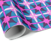 Retro 1960er Jahre Style Pink Blue Eggplant Ästhet Geschenkpapier (Rolleneckpunkt)