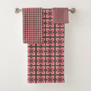 Retro 1960er Jahre Vintag Rosa Badhandtuch Set