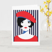 Retro 1960er junge Frau Karte (Gelbe Blume)