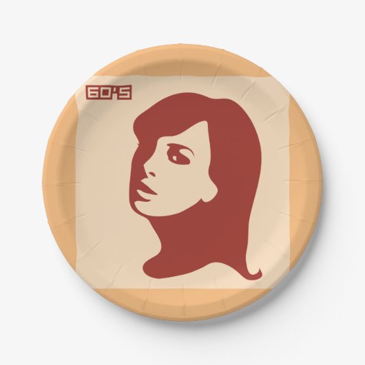 Retro 1960er Minimalistische Illustrationskunst Pappteller (Vorderseite)