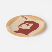 Retro 1960er Minimalistische Illustrationskunst Pappteller (Schrägansicht)