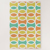 Retro 1960er-Runden Ovalen Orange Aquamarin Gold Puzzle (Vertikal)