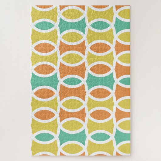 Retro 1960er-Runden Ovalen Orange Aquamarin Gold Puzzle (Vertikal)