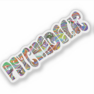 Retro 1960er Word Psychedelic in farbiges Muster Aufkleber