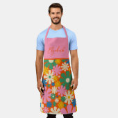 Retro 1960s Colorful Floral Pattern  Schürze (Getragen)