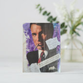 Retro 1960s era smoker man heath danger collage postkarte (Stehend Vorderseite)