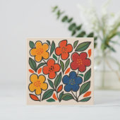 Retro 1960s Style Floral Pattern Einladung (Stehend Vorderseite)