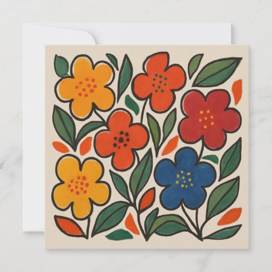 Retro 1960s Style Floral Pattern Einladung (Vorderseite)