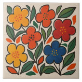 Retro 1960s Style Floral Pattern Fliese (Vorderseite)