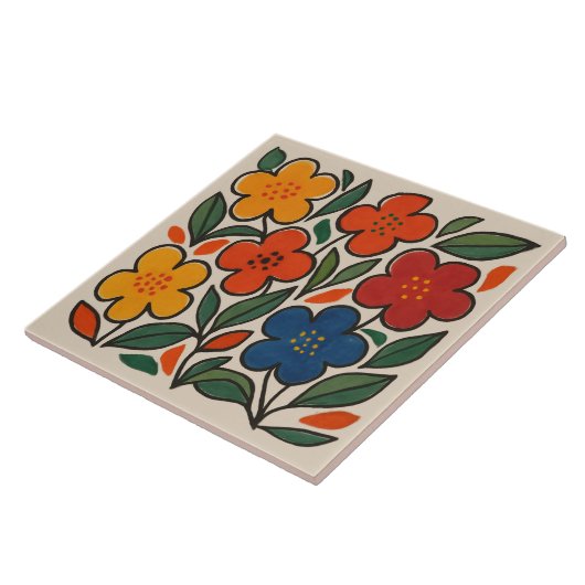 Retro 1960s Style Floral Pattern Fliese (Seite)