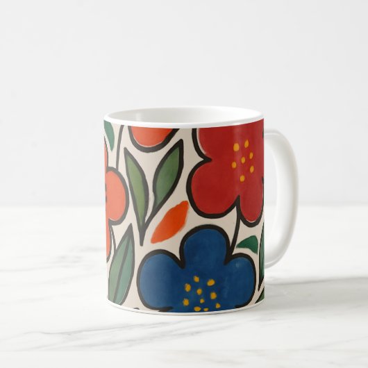 Retro 1960s Style Floral Pattern Kaffeetasse (VorderseiteRechts)