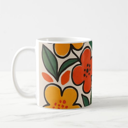Retro 1960s Style Floral Pattern Kaffeetasse (Links)