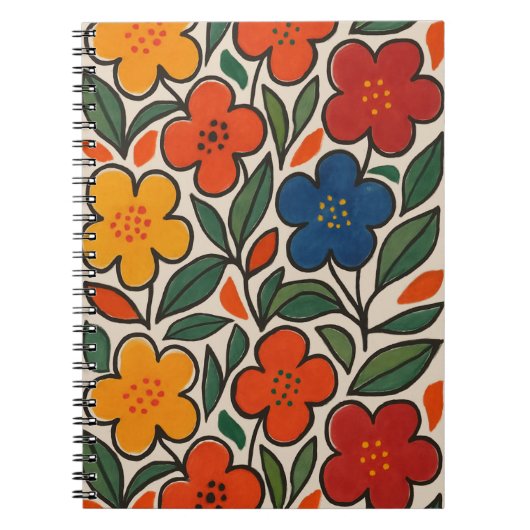 Retro 1960s Style Floral Pattern Notizblock (Vorderseite)