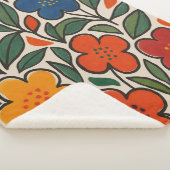 Retro 1960s Style Floral Pattern Sherpadecke (3/4)