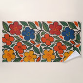 Retro 1960s Style Floral Pattern Strandtuch (Vorderseite)