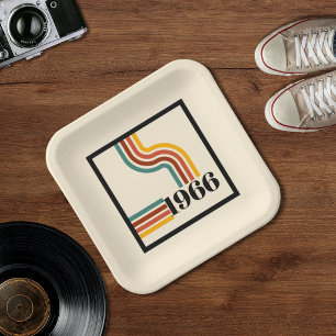 Retro 1966 60. Geburtstag Papierplatte Streifen Pappteller