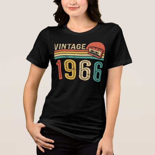 Retro 1966 Birthday Music Cassette Tape 60th Bday Tri-Blend Shirt (Vorderseite)
