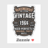 Retro 1966 Birthday The Man The Legend 60th Bday Aufkleber (Blatt)