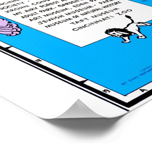 Retro 1966 Ohio Cartoon Map Poster (Ecke)