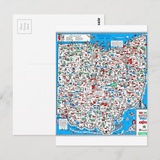 Retro 1966 Ohio Karte (Vorne/Hinten)