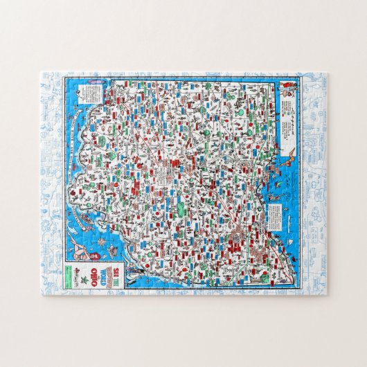 Retro 1966 Ohio map jigsaw puzzle 11"x14"252 pcs (Horizontal)