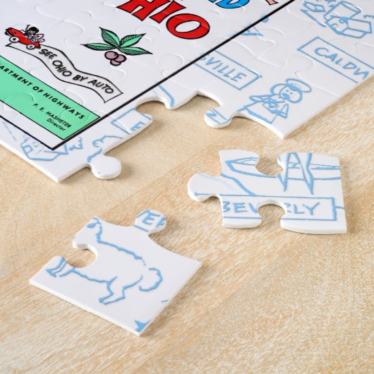 Retro 1966 Ohio map jigsaw puzzle 20"x20"676 pcs (Seite)