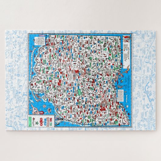 Retro 1966 Ohio map jigsaw puzzle 20"x30" 1014 pcs (Horizontal)