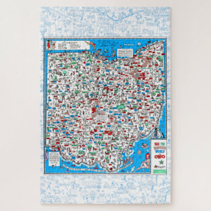 Retro 1966 Ohio Map Puzzle