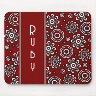 Retro 1970 Rote Blume Mousepad