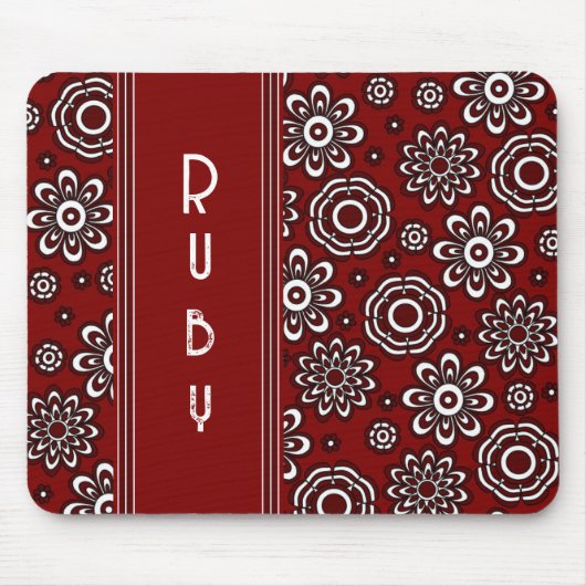 Retro 1970 Rote Blume Mousepad (Vorne)